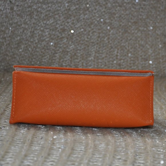 TORY BURCH Orange Sun Glasses Case Gold Tone Logo - Picture 5 of 7